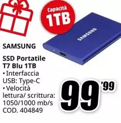 Samsung - Ssd Portatile T7 Blu 1tb
