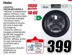 Haier - HW100-BP14929A-S Lavatrice Caricamento Frontale 10 Kg 1400 Giri/min A Bianco Haier - HW100-BP14929A-S Lavatrice Caricamento Frontale 10 Kg 1400 Giri/min A Bianco
