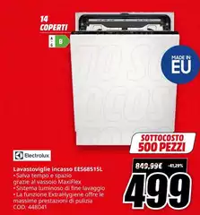 Electrolux - Lavastoviglie Incasso EES68515L Electrolux - Lavastoviglie Incasso EES68515L