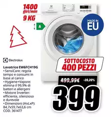 Electrolux - EW6FCH19G Lavatrice Caricamento Frontale 9 Kg 1400 Giri/min Bianco Electrolux - EW6FCH19G Lavatrice Caricamento Frontale 9 Kg 1400 Giri/min Bianco