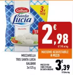 Galbani - Mozzarella Tris Santa Lucia Galbani - Mozzarella Tris Santa Lucia