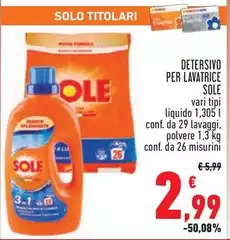 Sole - Detersivo Per Lavatrice Sole - Detersivo Per Lavatrice