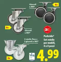 Parkside - Set Rotelle Per Mobili 4 O 8 Pezzi Parkside - Set Rotelle Per Mobili 4 O 8 Pezzi