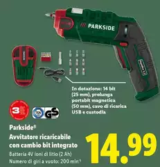 Parkside - Avvitatore Ricaricabile Con Cambio Bit Integrato Parkside - Avvitatore Ricaricabile Con Cambio Bit Integrato