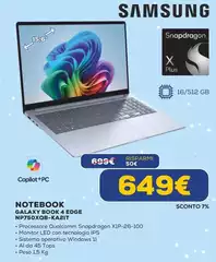 Samsung - Notebook Galaxy Book 4 Edge NP750XQB-KA2IT Samsung - Notebook Galaxy Book 4 Edge NP750XQB-KA2IT