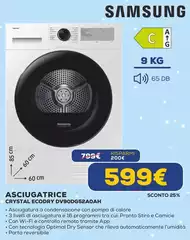 Samsung - Asciugatrice Crystal Ecodry DV90DG52A0AH Samsung - Asciugatrice Crystal Ecodry DV90DG52A0AH