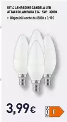Ioplee - Kit 4 Lampadine Candela Led Attacco Lampada E14 - 5W - 3000K Ioplee - Kit 4 Lampadine Candela Led Attacco Lampada E14 - 5W - 3000K