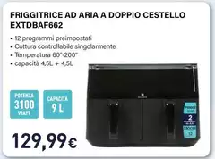 Electroline - Friggitrice Ad Aria A Doppio Cestello EXTDBAF662 Electroline - Friggitrice Ad Aria A Doppio Cestello EXTDBAF662