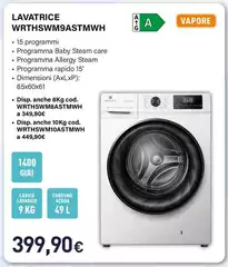 Electroline - Lavatrice WRTHSWM9ASTMWH Electroline - Lavatrice WRTHSWM9ASTMWH