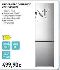 Electroline - Frigorifero Combinato CBEHS43NXD1 Electroline - Frigorifero Combinato CBEHS43NXD1