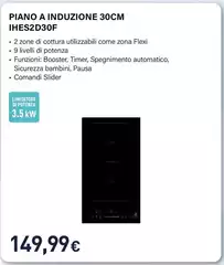 Electroline - Piano A Induzione 30cm IHES2D30F Electroline - Piano A Induzione 30cm IHES2D30F
