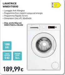 Electroline - Lavatrice WMEVT0510 Electroline - Lavatrice WMEVT0510