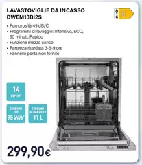 Electroline - Lavastoviglie Da Incasso DWEM13BI2S Electroline - Lavastoviglie Da Incasso DWEM13BI2S