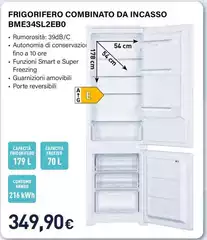 Electroline - Frigorifero Combinato Da Incasso BME34SL2EB0 Electroline - Frigorifero Combinato Da Incasso BME34SL2EB0