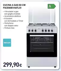 Electroline - Cucina A Gas 60 Cm FSCE60EV4ATLX1 Electroline - Cucina A Gas 60 Cm FSCE60EV4ATLX1
