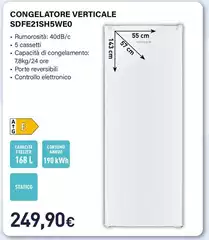 Electroline - SDFE-21SH5WF0 Congelatore Congelatore Verticale Libera Installazione 180 L F Bianco Electroline - SDFE-21SH5WF0 Congelatore Congelatore Verticale Libera Installazione 180 L F Bianco