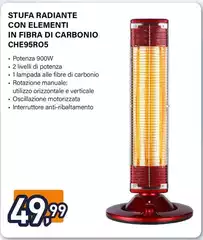 Electroline - Stufa Radiante Con Elementi In Fibra Di Carbonio CHE95RO5 Electroline - Stufa Radiante Con Elementi In Fibra Di Carbonio CHE95RO5