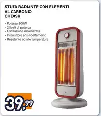 Electroline - Stufa Radiante Con Elementi Al Carbonio CHE09R Electroline - Stufa Radiante Con Elementi Al Carbonio CHE09R