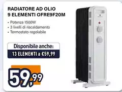 Electroline - Radiatore Ad Olio 9 Elementi OFRE9F20M Electroline - Radiatore Ad Olio 9 Elementi OFRE9F20M