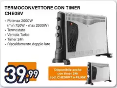 Electroline - Termoconvettore Con Timer CHE08V Electroline - Termoconvettore Con Timer CHE08V