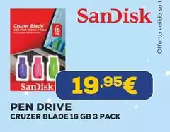 Sandisk - Pen Drive Cruzer Blade 16 Gb 3 Pack Sandisk - Pen Drive Cruzer Blade 16 Gb 3 Pack