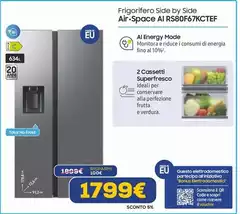 Samsung - Frigorifero Side By Side Air-Space AI RS80F67KCTEF 