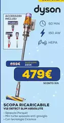 Dyson - V12 Detect Slim Absolute Aspirapolvere A Bastone 2 In 1 Batteria Secco Senza Sacchetto Ferro Spazzolato, Giallo Dyson - V12 Detect Slim Absolute Aspirapolvere A Bastone 2 In 1 Batteria Secco Senza Sacchetto Ferro Spazzolato, Giallo