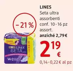 Lines - Seta Ultra Assorbenti Conf. 10-16 Pz Lines - Seta Ultra Assorbenti Conf. 10-16 Pz