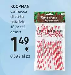Koopman - Cannucce Di Carta Natalizie 16 Pezzi, Assort Koopman - Cannucce Di Carta Natalizie 16 Pezzi, Assort