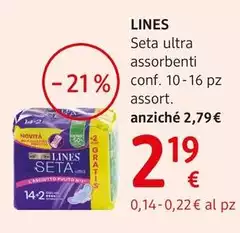 Lines - Seta Ultra Assorbenti Conf. 10-16 Pz Lines - Seta Ultra Assorbenti Conf. 10-16 Pz
