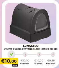 Velvet Cuccia Rettangolare Cm.120 Grigio Velvet Cuccia Rettangolare Cm.120 Grigio