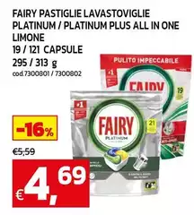 Fairy - Pastiglie Lavastoviglie Platinum / Platinum Plus All In One Limone