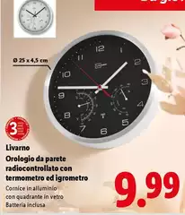 Livarno - Orologio Da Parete Radiocontrollato Con Termometro Ed Igrometro