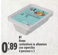 RT - Home Contenitore In Alluminio Con Coperchio 4 Porzioni X 3