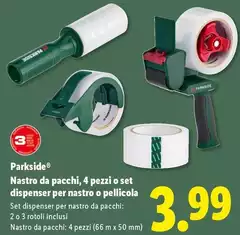 Parkside - Nastro Da Pacchi, 4 Pezzi O Set Dispenser Per Nastro O Pellicola 