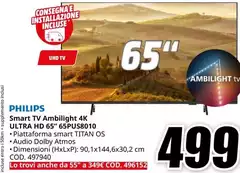 Philips - Smart TV AMBILIGHT 4K Ultra HD 65" 55PUS8010