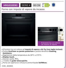 De Longhi - Hrg532eb3 Forno Con Impuls Di Vapore Da Incasso De Longhi - Hrg532eb3 Forno Con Impuls Di Vapore Da Incasso