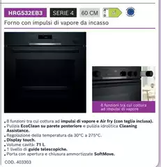 De Longhi - Hrg532eb3 Forno Con Impuls Di Vapore Da Incasso