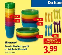 Silvercrest - Posate, Bicchieri, Piatti O Ciotole Riutilizzabili