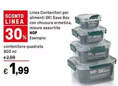 Hop - Linea Contenitori Per Alimenti Ok! Save Box Con Chiusura Ermetica, Misure Assortite