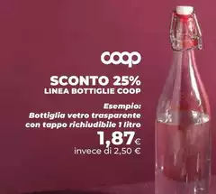 Coop - Bottiglia Vetro Trasparente Con Tappo Richiudibile