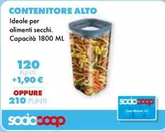 Coop - Contenitore Alto Ideale Per Alimenti Secchi. Capacità 1800 Ml