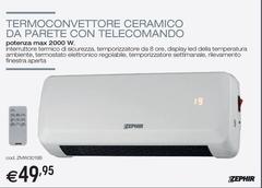 Zephir - Termoconvettore Ceramico Da Parete Con Telecomando