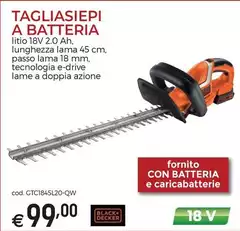 Black & Decker - Tagliasiepi A Batteria