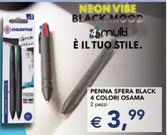 Osama - Penna Sfera Black 4 Colori