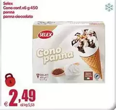 Selex - Cono Conf.x6/450 Panna Cioccolato Selex - Cono Conf.x6/450 Panna Cioccolato