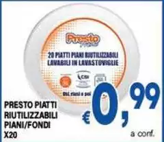 Presto -  Piatti Riutilizzabili Piani/Fondi