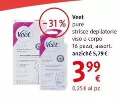 Veet - Pure Strisce Depilatorie Viso O Corpo 16 Pezzi, Assort. Veet - Pure Strisce Depilatorie Viso O Corpo 16 Pezzi, Assort.