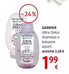 Garnier - Ultra Dolce Shampoo O Balsamo Con  Acqua Di Riso E Amido Effetto Lisciante 250 Ml, Assort.