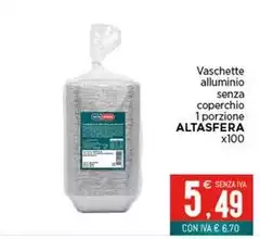 Altasfera - Vaschette Alluminio Senza Coperchio